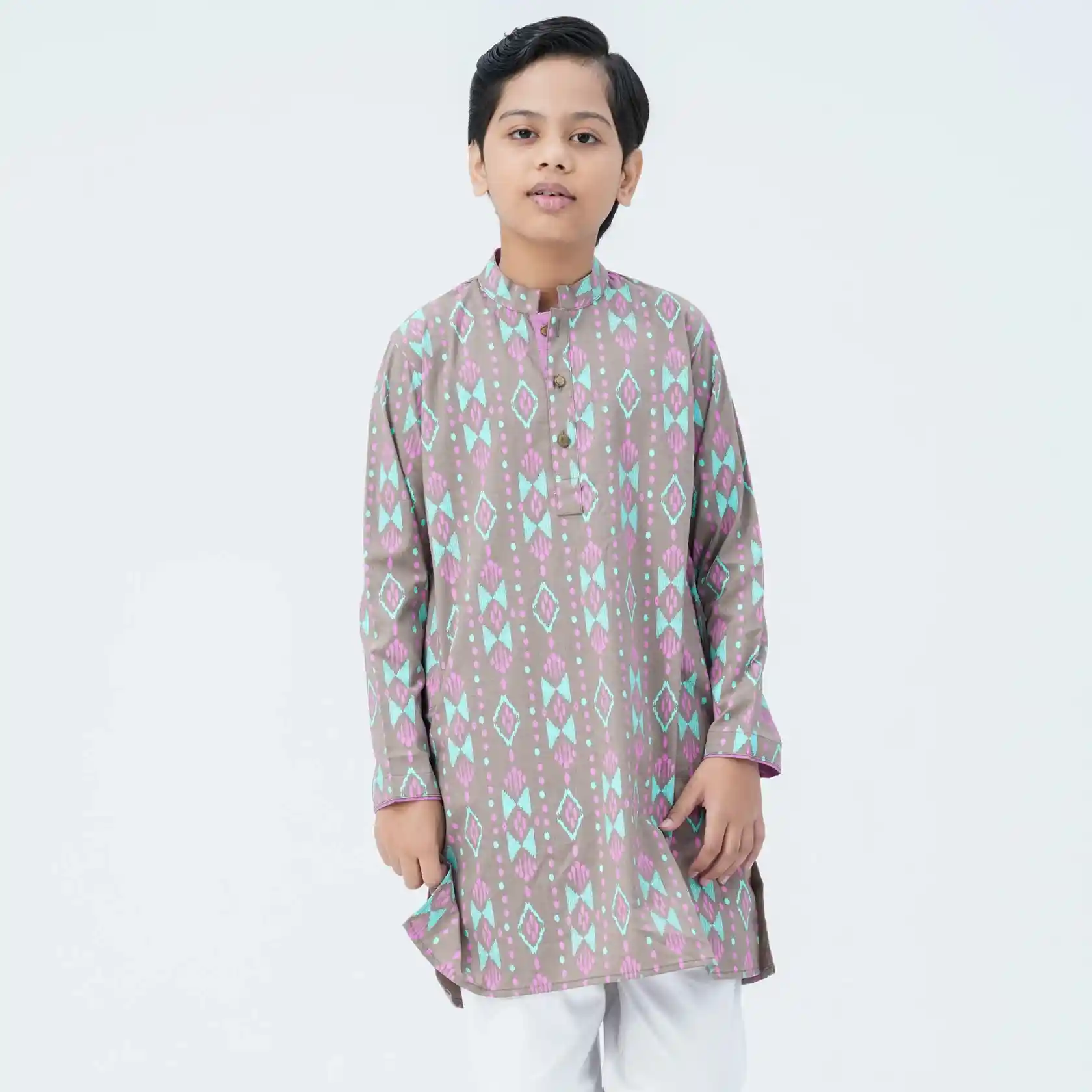 Boy's Beige Cotton Panjabi